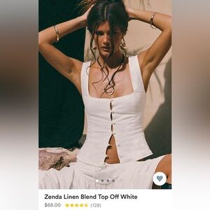 NWT Princess Polly Zenda Linen Blend Top Off White